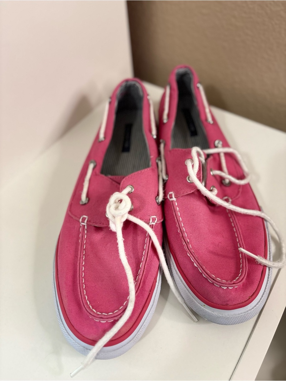 Lands’ End Pink Canvas Boat Shoes Nautical Deck Shoes Women’s 11B - Picture 2 of 10